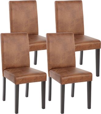 Hhg Hhg - Juego De 4 Sillas De Comedor Silla De Cocina Littau, Textil, Imitaci&oacute;n De Ante, Patas Oscuras