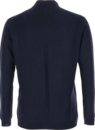 low brand Mens Wool Sweater With Polo Collar Blue Top