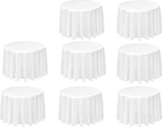 OEM Juego De 8 Manteles Redondos Desechables, 84 Pulgadas, De Pl&aacute;stico Peva Blanco Impermeable