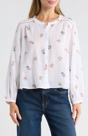 Lucky Brand Long Sleeve Button-Up Shirt in White Floral at Nordstrom Rack, Size X-Small
