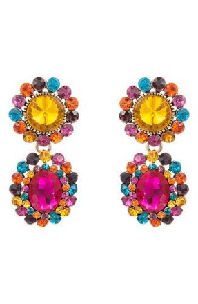 Eye Candy Los Angeles Cascade Crystal Double Drop Earrings in Yellow at Nordstrom Rack