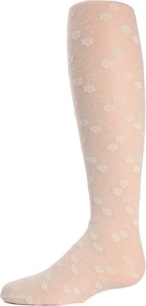MeMoi Infant Sweet Blossoms Sheer Raised Floral Print Tights in Winter White at Nordstrom, Size 12-18M