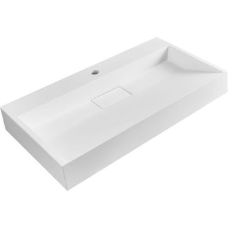 Beliani Lavabo bagno classico rettangolare in ceramica finitura lucida 80 x 48 cm Bianco Quenko