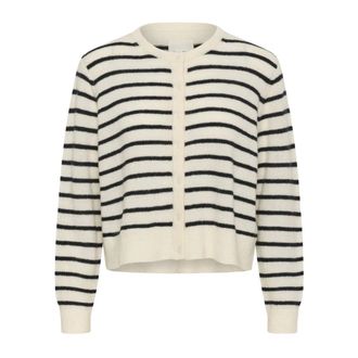 Part Two Truien & Vesten, Dames, Beige, XL, Gestreepte Vest Eggnog/Navy