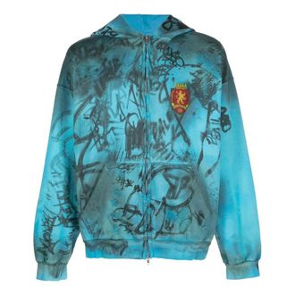 Balenciaga Skater Zip-Up Hoodie Medium Fit Blue Sky 744457TOVA84900