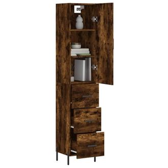 Berkfield Home Highboard Smoked Oak 34.5x34x180 cm Engineered Wood in Brown