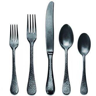 Mepra Epoque Flatware Set - 5 Pieces in Pewter Black Gold at Nordstrom