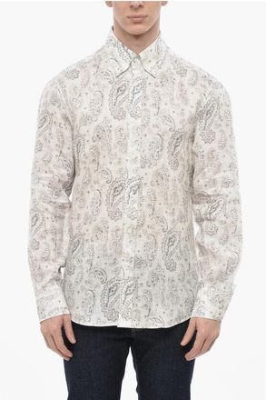 Brunello Cucinelli Camicia Button-down in Lino Motivo Paisley taglia Xl