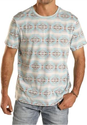 Rock & Roll Cowboy Mens Cowboy Aztec Tee In Grey/multi