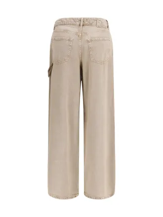Pinko Womens Lauryn Jeans With Jeweled Cord Beige-Macrocistide Cotton; Lyocell