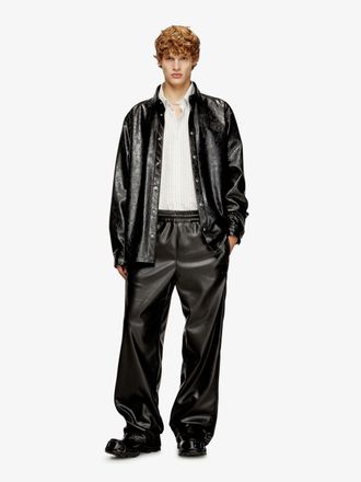 Diesel Faux-Leather Viscose Shirt - Black