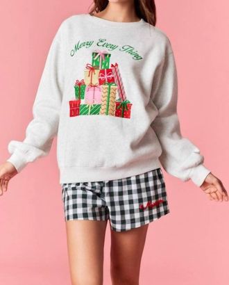 Peach Love California Merry Everything Sweatshirt In White Multi