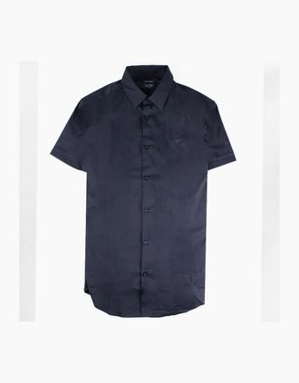 Armani Jeans Mens Armani Jeans Logo Italian Fabric S/s Shirt Navy Blue - Size: Regular/36
