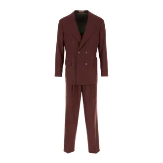 Brunello Cucinelli Double-Breasted Suit - male - Brunello Cucinelli - Double Breasted Suits - Purple - M - Suits