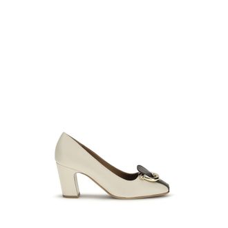 Ferragamo Beige Calf Leather Bos Taurus High Heel Womens Pumps