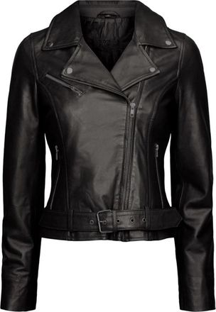 BTF-CPH Zwarte Bikerjas met Ritsdetails - Dames - Leren en Su&egrave;de Jassen - Zwart - XS - Leer - Jassen