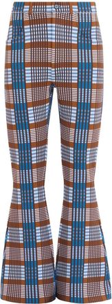 Marni check-print flared trousers - men - Polyamide/Polyester/Viscose/Elastane - 52 - Brown