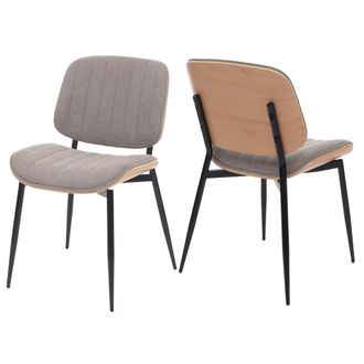 Hhg Hhg - Nunca Usado] Juego De 2 Sillas De Comedor 203, Silla De Cocina Silla, Tejido De Madera Curvada (370 G/m&sup2;) Oeko-tex Mvg, Natural, Gris Claro