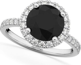 Allurez Halo White & Black Diamond Engagement Ring 14K in 2.50Ct/white Gold at Nordstrom, Size 6.5
