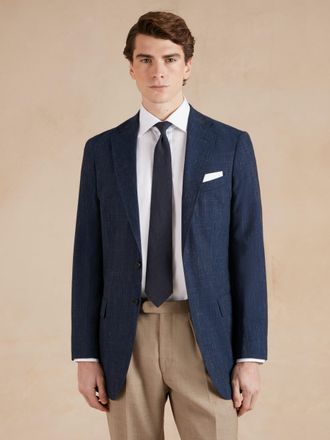 Oliver Brown Unstructured Jacket Wool Linen Blend - Blue