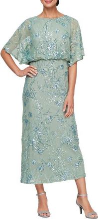 S.L. Fashions Sequin Blouson Bodice Gown in Sage at Nordstrom, Size 12