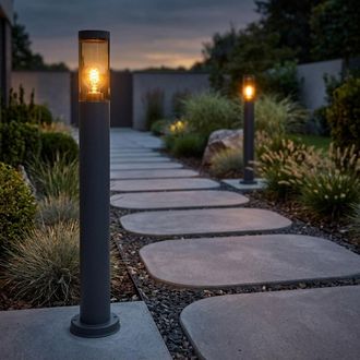Globo Lighting Piantana A Led Per Esterni, Lampada Da Terra Per Giardino, Acciaio Inox, Plastica, 1x 7w 630lm Bianco Caldo, Dxh 7,6x80 Cm, Set Di 2