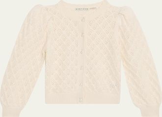 Alice & Olivia Doris Cashmere-Blend Puff-Sleeve Cardigan