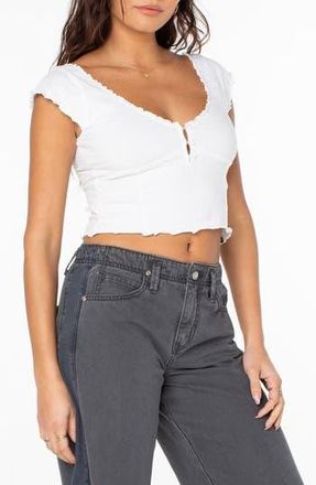 Roxy Moonglow Stretch Cotton Crop Top in Snow White at Nordstrom Rack, Size Xx-Large