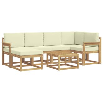 vidaXL Conjunto De Sof&aacute;s De Exterior Con Coj&iacute;n 7 Pcs Blanco Y Crema Vidaxl