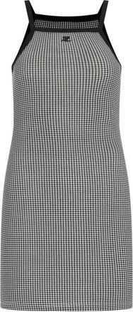 Courrèges Houndstooth Mini Dress In Grey Cotton