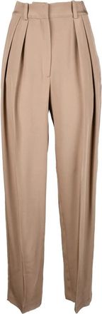 The Mannei High-Waisted Wide-Leg Silk Trousers