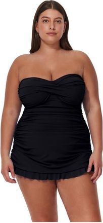 Gottex Tutti Frutti Plus Size Bandeau Swimdress in Black at Nordstrom, Size 20