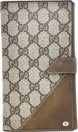 Gucci Beige Brown Pvc Leather Long Wallet (Bi-Fold) (Pre-Owned)