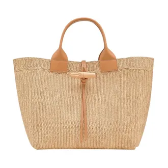 Longchamp Le Roseau Raphia - Dames - Tassen - Bruin - Maat: ONE Size Zijde