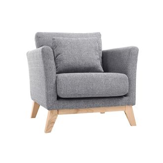 Miliboo Miliboo - Sill&oacute;n N&oacute;rdico Gris Claro Patas Madera Clara Oslo