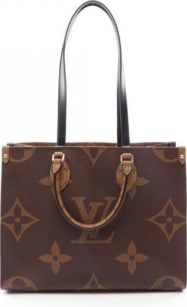 Louis Vuitton Beige Brown Monogram Coated Canvas Leather Handbag Tote Bag (Pre-Owned)