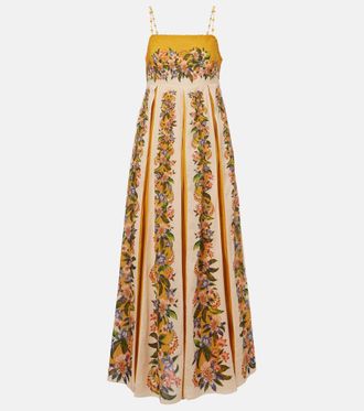 Farm Rio Vestido largo plisado floral