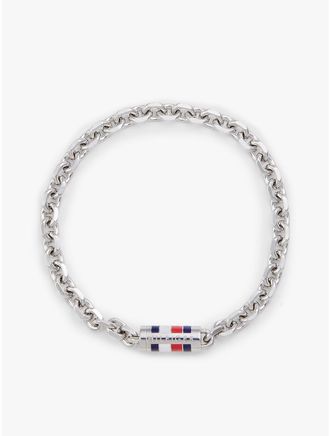 Tommy Hilfiger Mens Signature Stripe Chain Link Bracelet - Grey