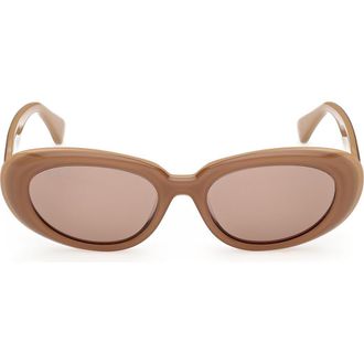 Max Mara 53mm Oval Sunglasses in Black Havana Pale Gold /Brown at Nordstrom
