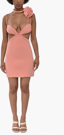 Off-white Cut-Out Knit Mini Dress PEONY With Tie-Neck Detail Off-White