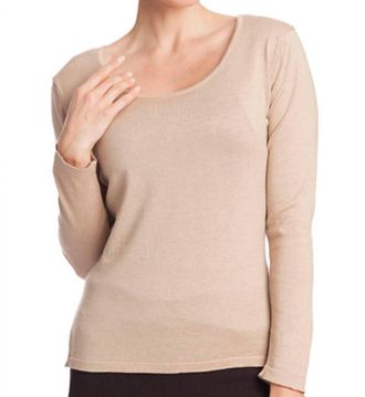 Angel Long Sleeve Scoop Neck Top In Champagne