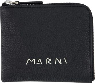 Marni Wallets & Cardholders, male, Black, ONE SIZE, Luxury Black Leather Zip Wallet