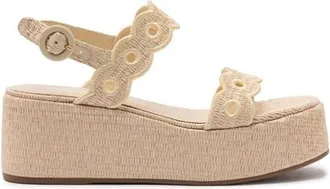 Larroude Florence Broderie Flatform in Natural at Nordstrom, Size 9.5