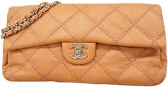 Chanel Pre-owned Clutches, female, Beige, Size: ONE SIZE Pre-owned Vintage Leather Clutch