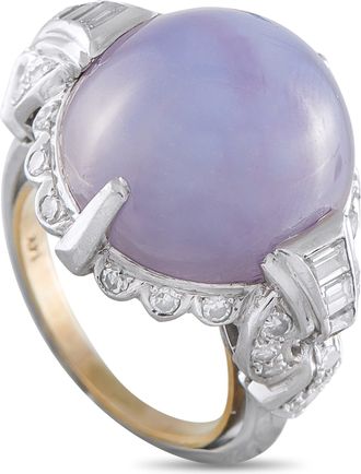 Luxury Bazaar 14K White Gold 0.50ct Diamond and Star Sapphire Ring MF05-043026