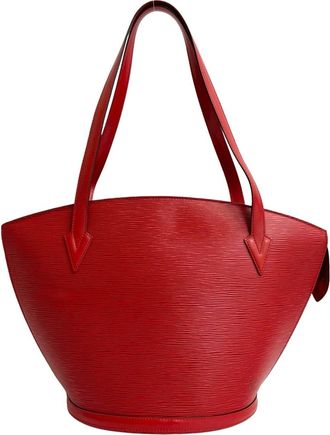 Louis Vuitton Red Color Leather Tote Bag (Pre-Owned)