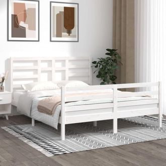 vidaXL Estructura De Cama Sin Colch&oacute;n Madera Maciza Blanco 160x200 Cm Vidaxl
