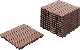 Beliani Suelo De Exterior De Compuesto Wpc Baldosas Resistentes A La Intemperie Marr&oacute;n Ateleta