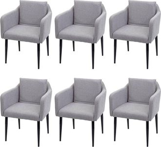 Hhg Hhg - Nunca Usado] Lote De 6 Silla De Comedor 734, Silla De Cocina Sill&oacute;n Silla, Tela/textil Gris Claro