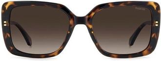Polaroid 55mm Polarized Rectangular Sunglasses in Havana/Brown at Nordstrom